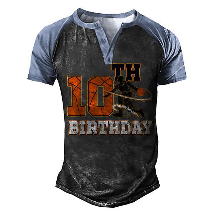 10Th Birthday Basketball Kids Boys Men Sport Lovers Men's Henley Shirt Raglan Sleeve 3D Print T-shirt