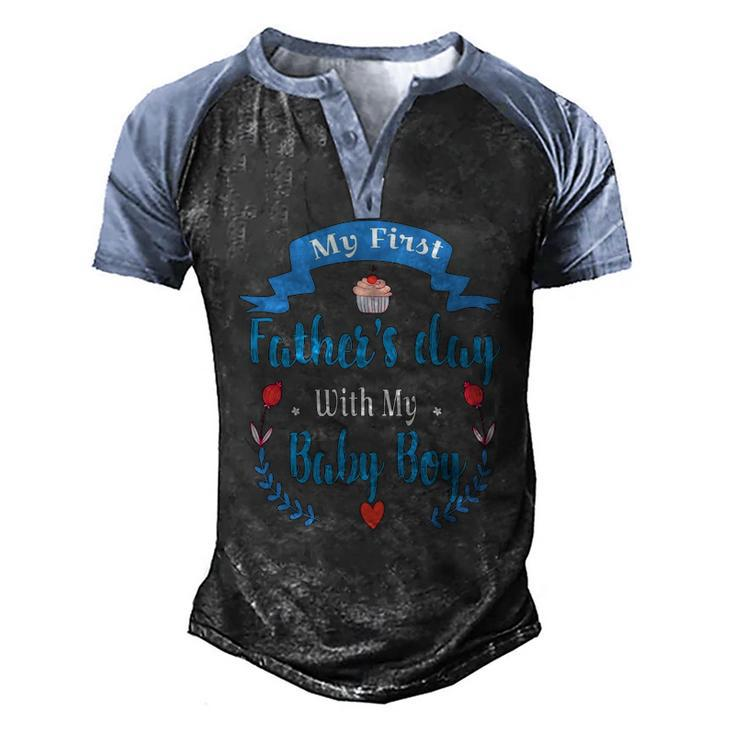 Mens My 1St Fathers Day Baby Boy Outfit New Daddy First Time Dad Men's Henley Raglan T-Shirt