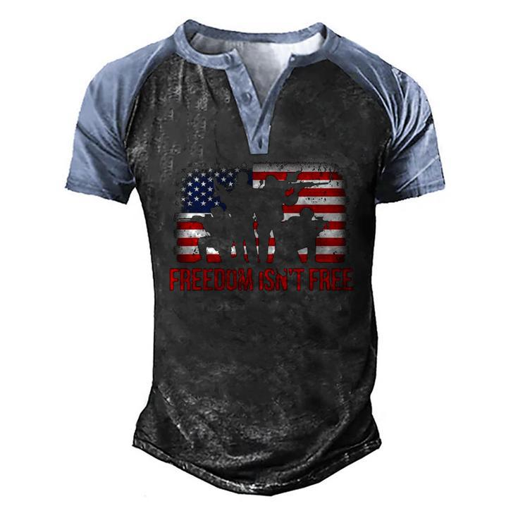 4Th Of July Freedom Isnt Free Veterans Day Men's Henley Raglan T-Shirt
