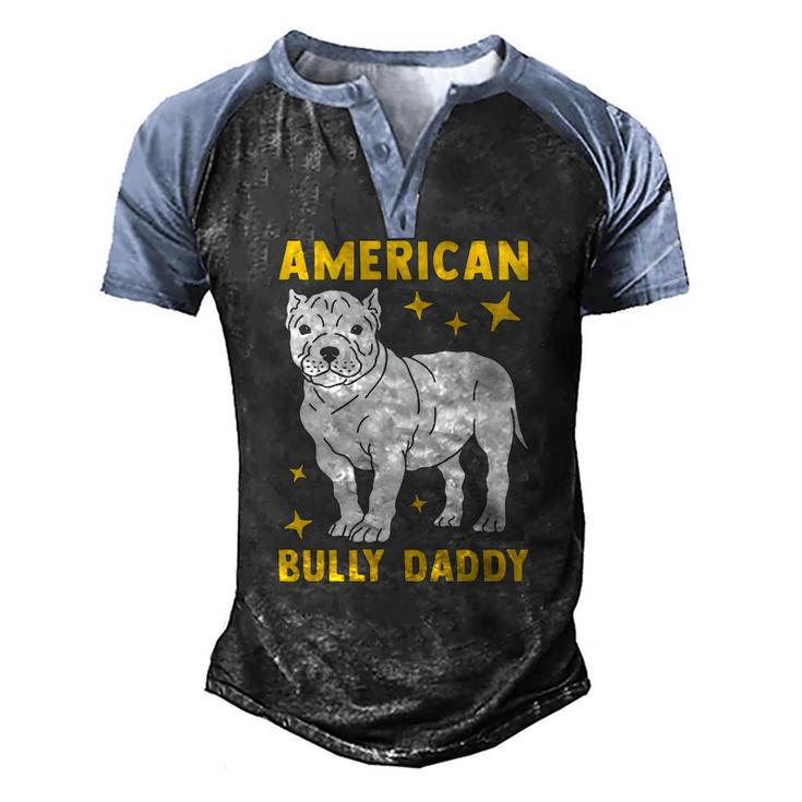 Mens American Bully Dad Puppy Dog Owner American Bully Men's Henley Raglan T-Shirt