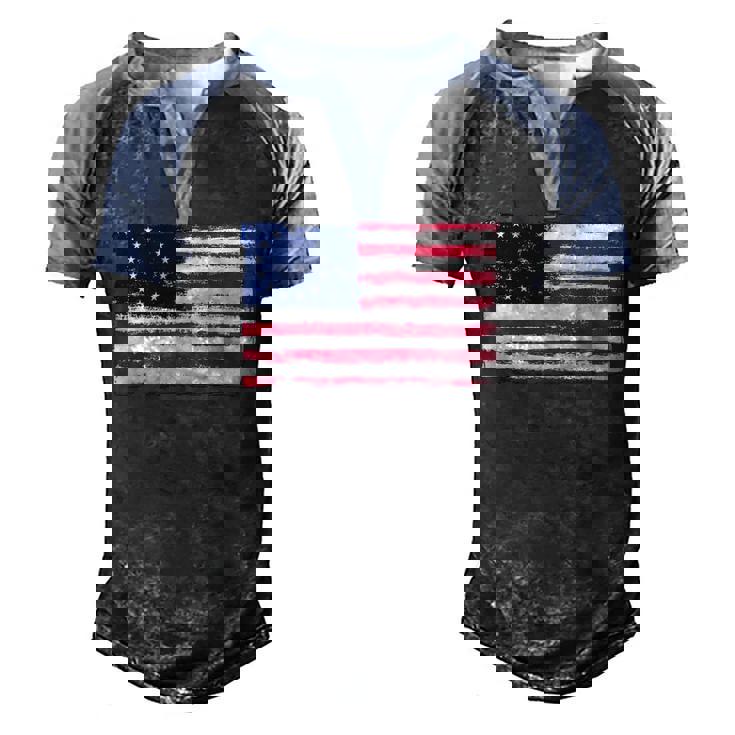 American Flag Betsy Rosswith 13 Stars For Protesters Men's Henley Raglan T-Shirt