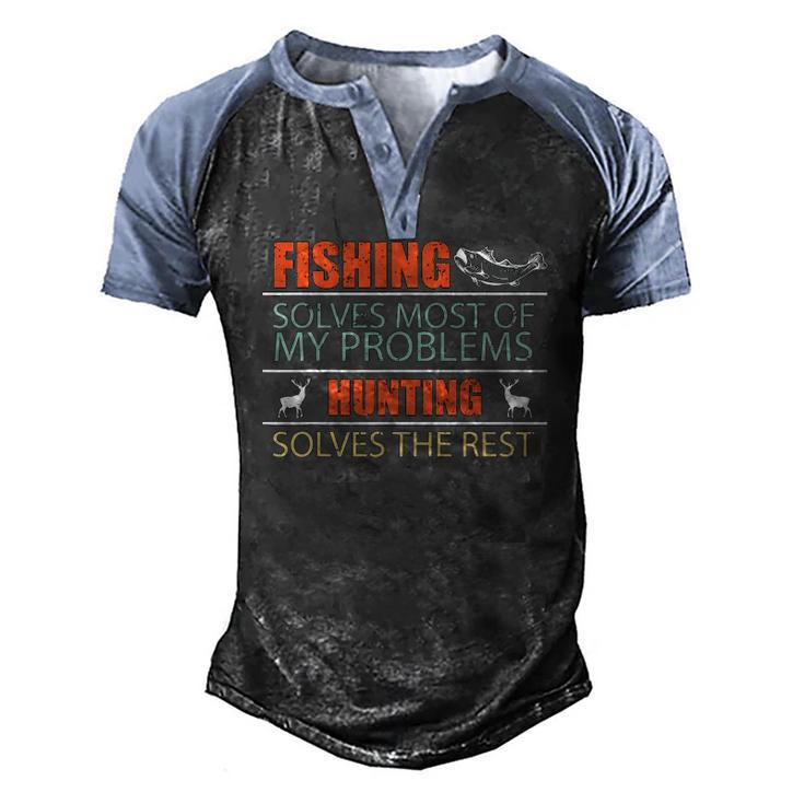 Angler Fish Fishing And Hunting Family Camping Men's Henley Raglan T-Shirt