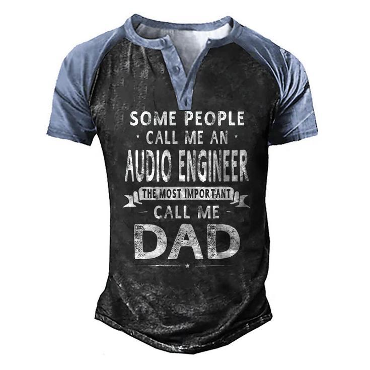 Audio Engineer Dad Fathers Day Father Men Men's Henley Raglan T-Shirt