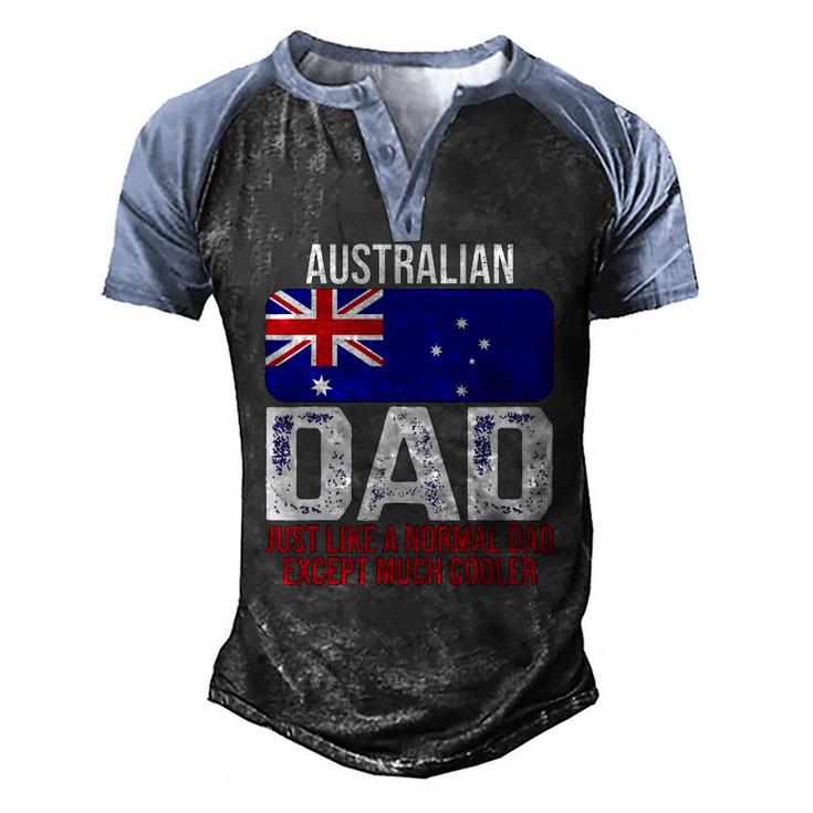 Mens Australian Dad Australia Flag For Fathers Day Men's Henley Raglan T-Shirt