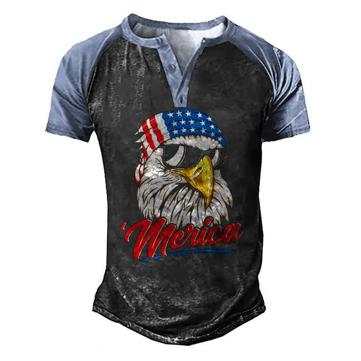 Bald Eagle Merica 80S Mullet Eagle America Usa 4Th Of July Essential Men's Henley Raglan T-Shirt