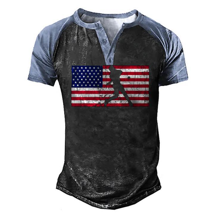 Baseball 4Th Of July American Flag Usa America Patriotic Men's Henley Raglan T-Shirt
