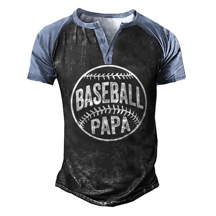 Baseball Papa Coach Fathers Day Men's Henley Raglan T-Shirt