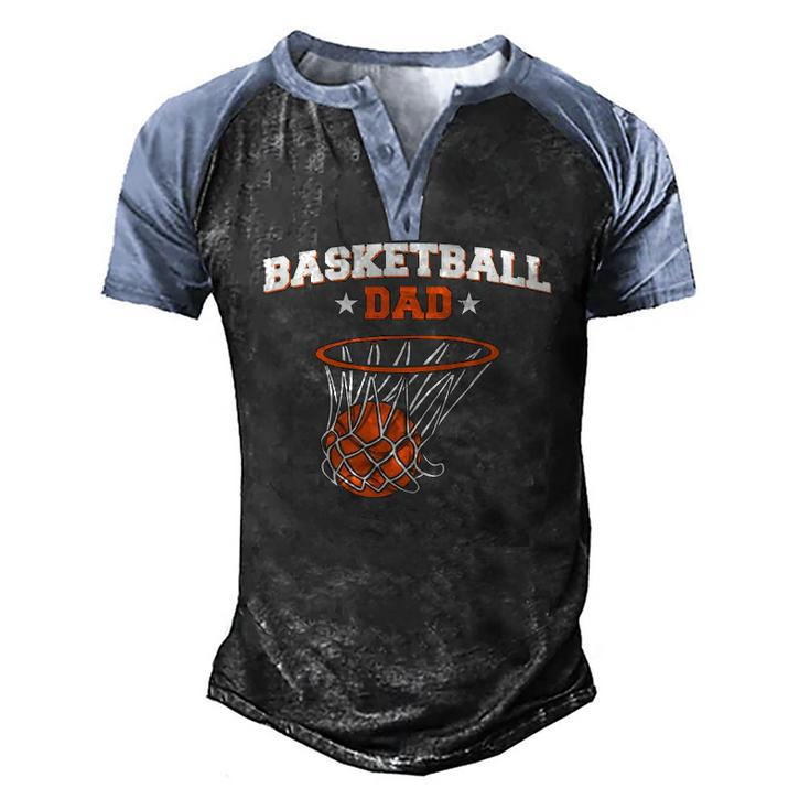 Basketballer Sport Player Fathers Day Basketball Dad Men's Henley Raglan T-Shirt