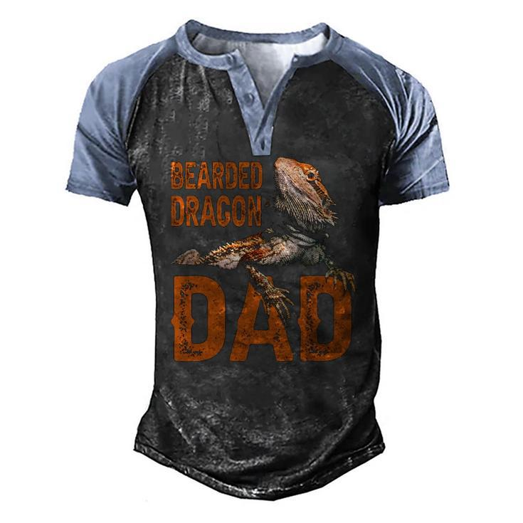 Bearded Dragon Dad Bearded Dragon Papa Father Men's Henley Raglan T-Shirt
