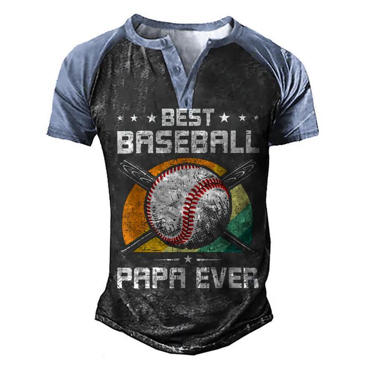 Best Baseball Papa Ever Baseball Lover Dad Men's Henley Shirt Raglan Sleeve 3D Print T-shirt