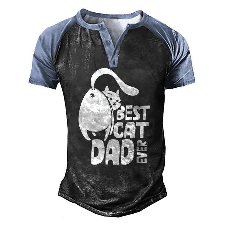 Best Cat Dad Ever Father Papa Sayings Daddy Men's Henley Raglan T-Shirt