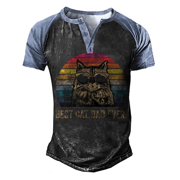 Best Cat Dad Ever Papa Birthday Fathers Day Men's Henley Shirt Raglan Sleeve 3D Print T-shirt