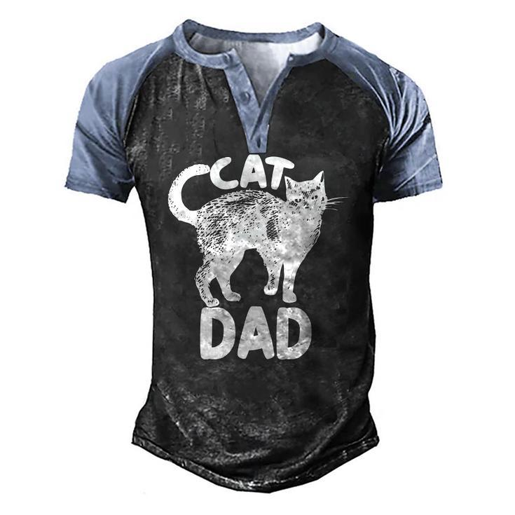 Best Cat Dad Fathers Day Kitty Daddy Papa Christmas Men's Henley Raglan T-Shirt