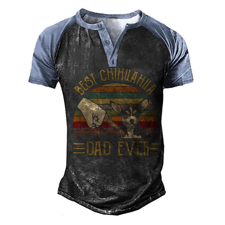 Best Chihuahua Dad Ever Retro Vintage Sunset Men's Henley Shirt Raglan Sleeve 3D Print T-shirt
