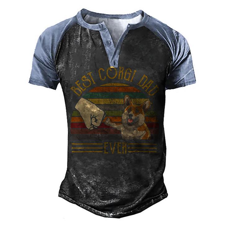 Best Corgi Dad Ever Retro Vintage Sunset Men's Henley Shirt Raglan Sleeve 3D Print T-shirt