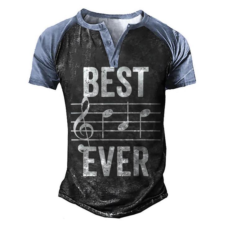 Best Dad Ever Music Note Bold Condensed Dark Men's Henley Shirt Raglan Sleeve 3D Print T-shirt