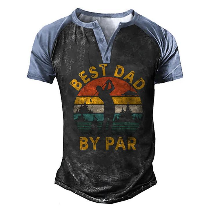 Mens Best Dad By Par Golfing Fathers Day Golf Lover Men's Henley Raglan T-Shirt