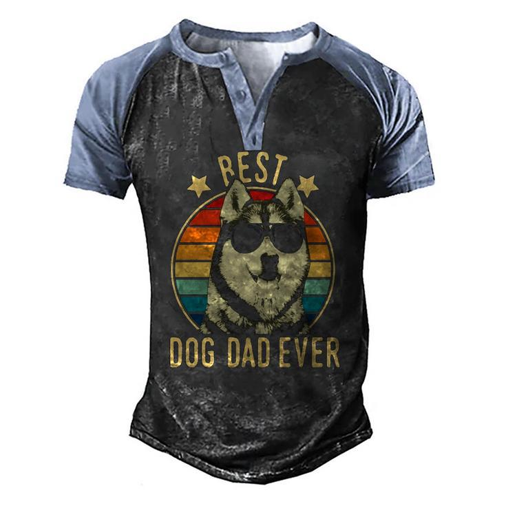 Best Dog Dad Ever Siberian Husky Fathers Day Men's Henley Raglan T-Shirt