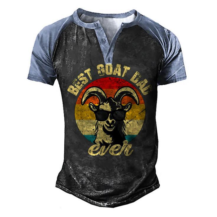 Best Goat Dad Ever Face Retro Vintage Sunset Men's Henley Shirt Raglan Sleeve 3D Print T-shirt