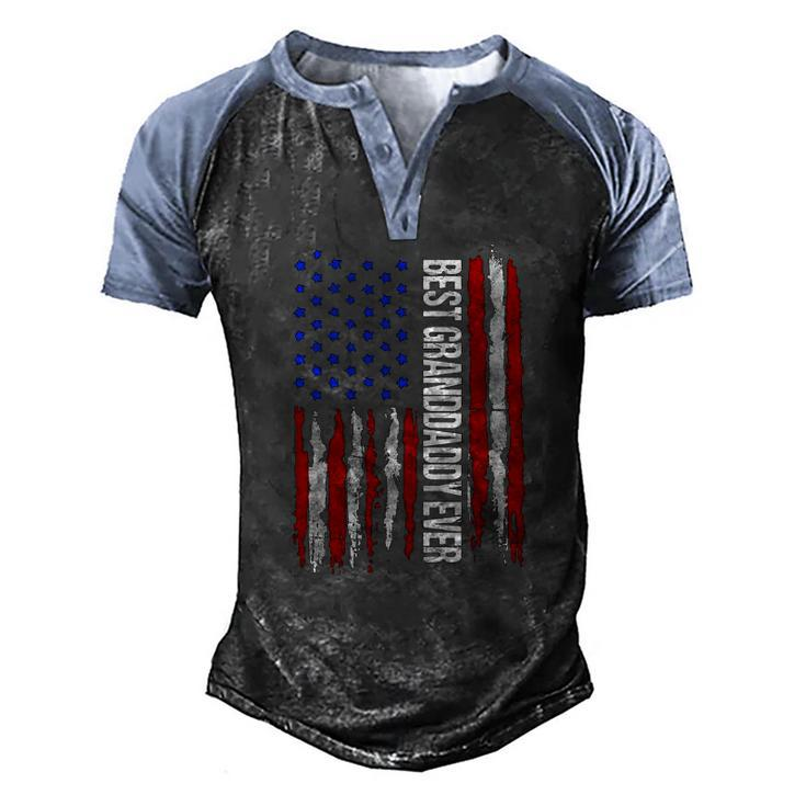 Best Granddaddy Ever Flag American Patriotic Men's Henley Raglan T-Shirt