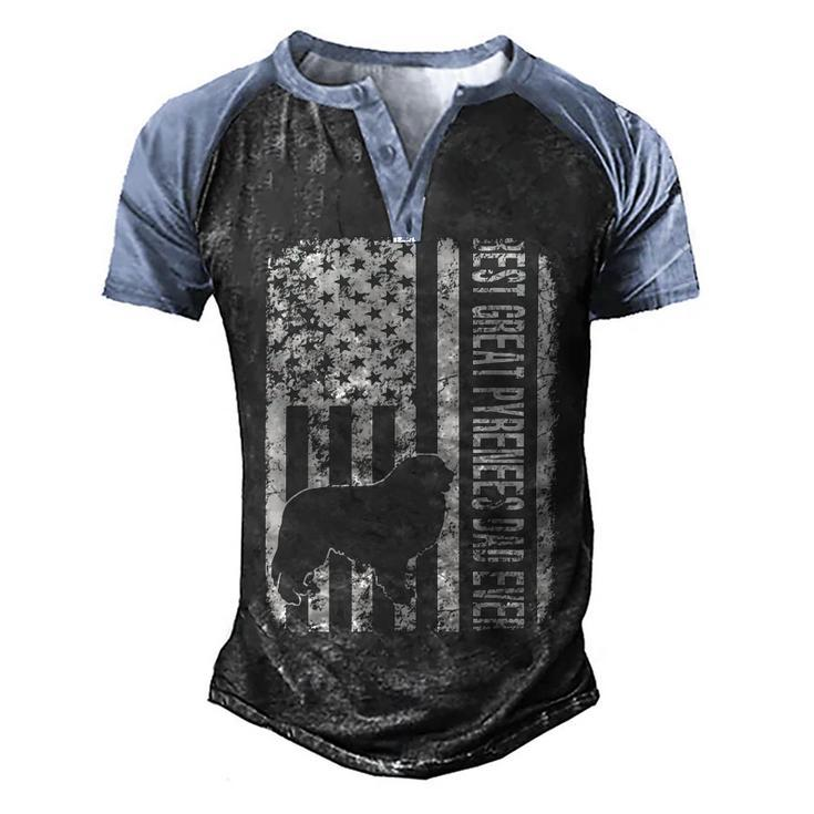 Best Great Pyrenees Dad Ever American Flag Men's Henley Shirt Raglan Sleeve 3D Print T-shirt