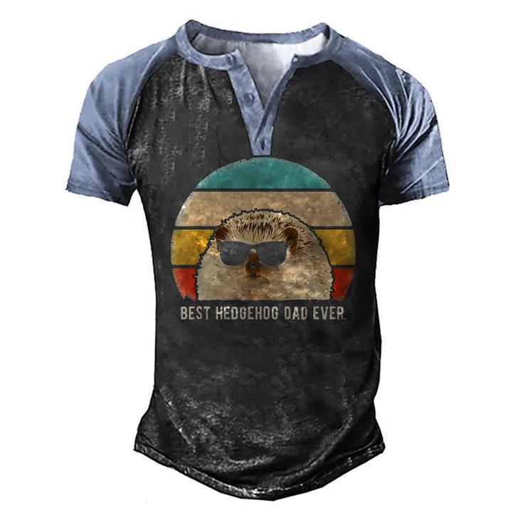 Best Hedgehog Dad Ever Animal Retro Classic Men's Henley Raglan T-Shirt