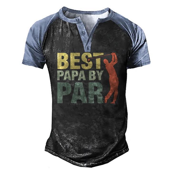 Best Papa By Par Fathers Day Golf Grandpa Classic Men's Henley Raglan T-Shirt