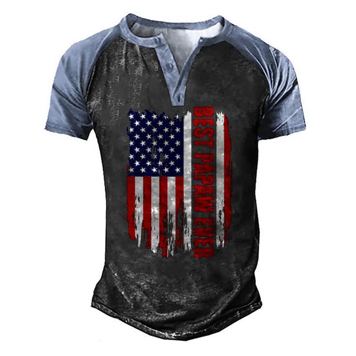 Best Papaw Ever Us Flag Patriotic 4Th Of July American Flag Men's Henley Raglan T-Shirt