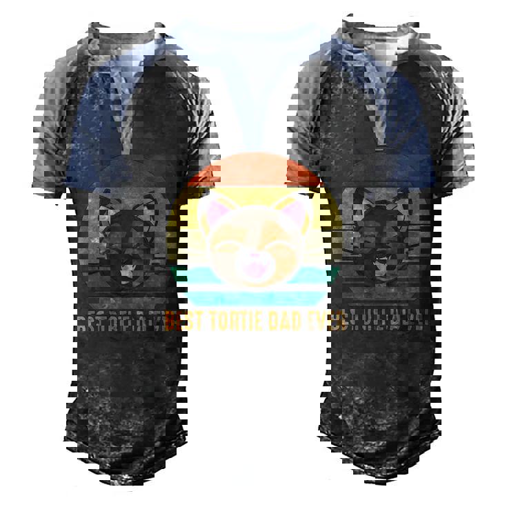 Best Tortie Dad Ever Cute Tortoiseshell Cat Lover Men's Henley Raglan T-Shirt