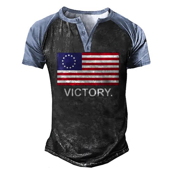 Womens Betsy Ross American Flag Victory Revolutionary War V-Neck Men's Henley Raglan T-Shirt