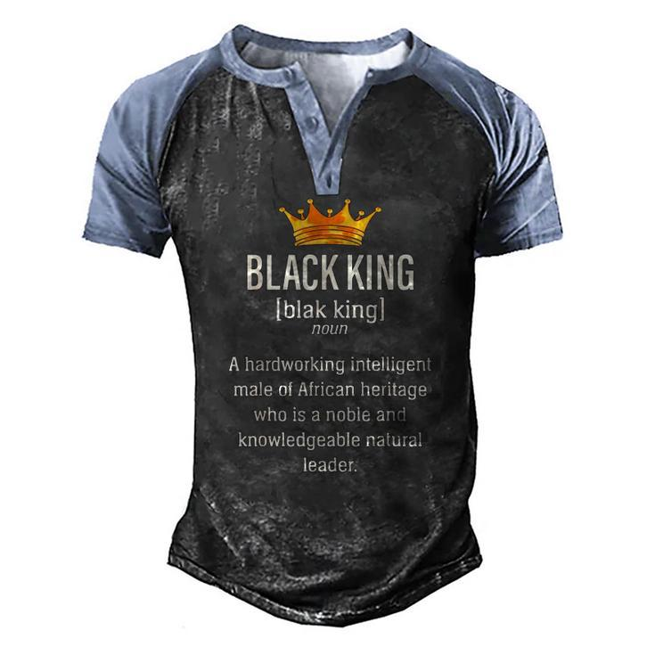 Black Father Noun Black King A Hardworking Intelligent Male Of African Heritage Who Is A Noble Men's Henley Raglan T-Shirt