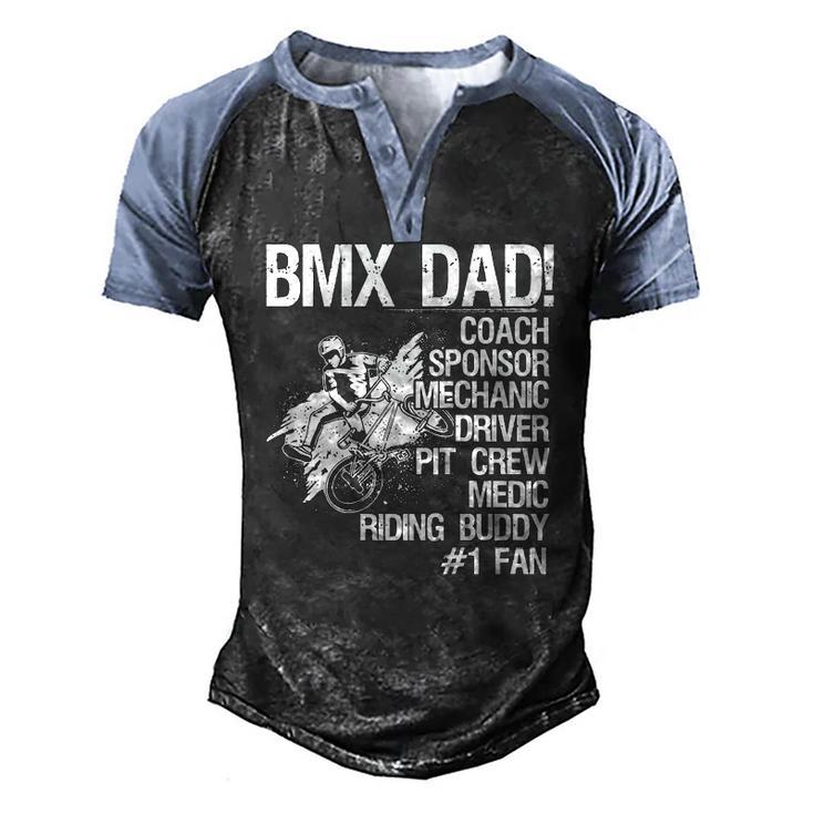 Bmx Dad Coach Sponsor Mechanic Driver On Back Classic Men's Henley Raglan T-Shirt