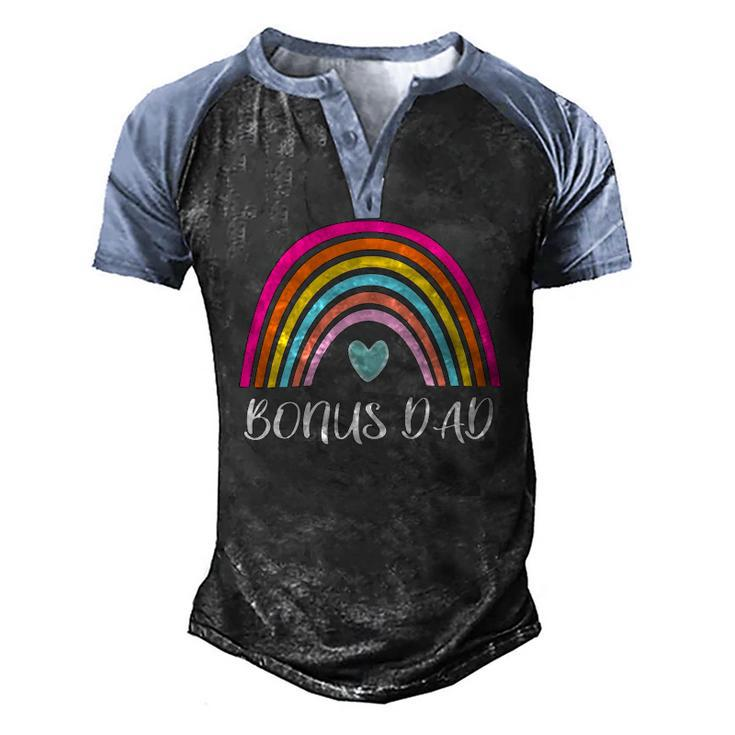 Bonus Dad From Daughter For Fathers Day Rainbow Men's Henley Raglan T-Shirt