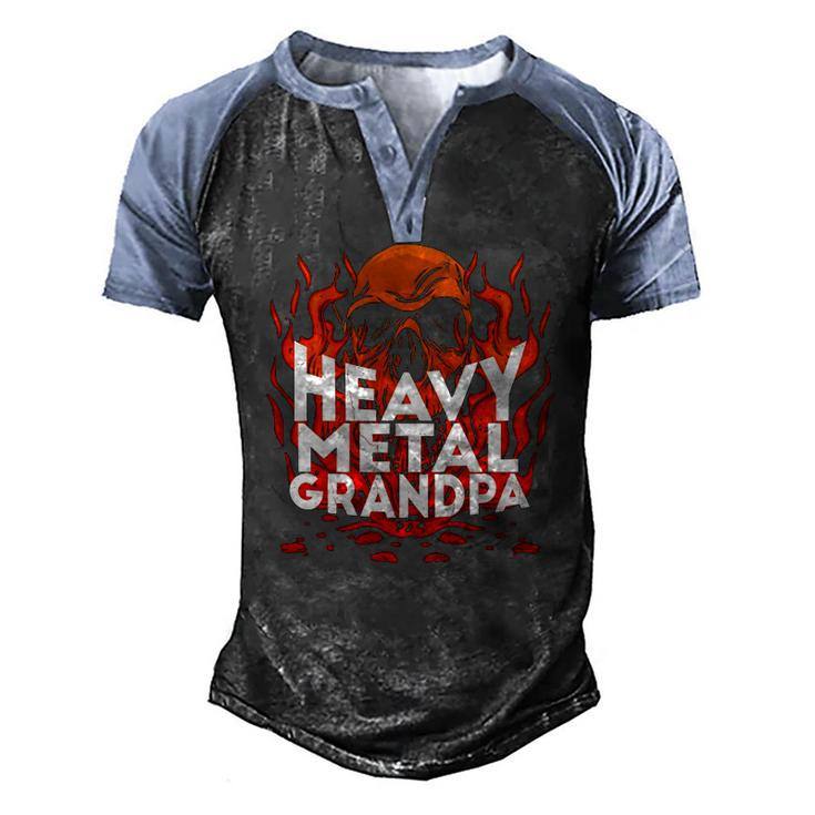 Brutal Heavy Metal Crew Heavy Metal Grandpa Skull On Flames Men's Henley Raglan T-Shirt