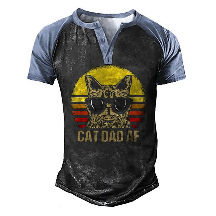 Mens Cat Dad Af Fathers Day Cat Daddy Men's Henley Raglan T-Shirt