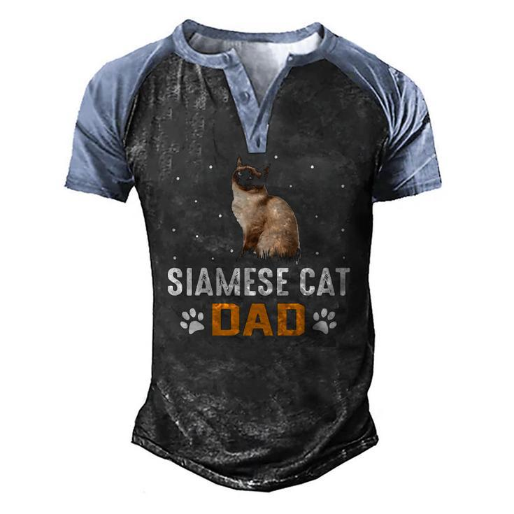 Cat Siamese Cat Dad Siamese Cat Men's Henley Raglan T-Shirt