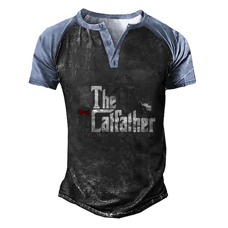The Catfather Cat Dad Father Of Cats Men's Henley Raglan T-Shirt