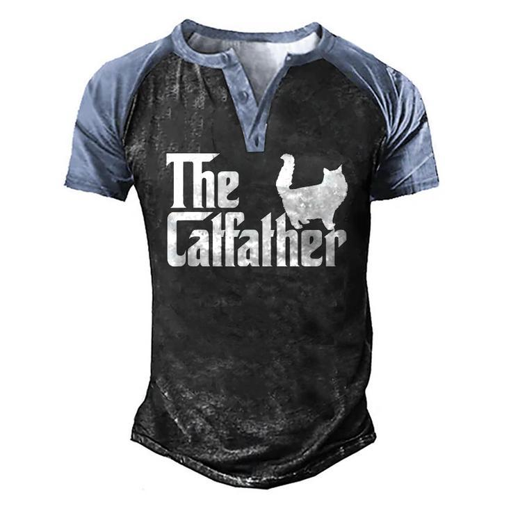The Catfather Cat Dad For Men Cat Lover Men's Henley Raglan T-Shirt