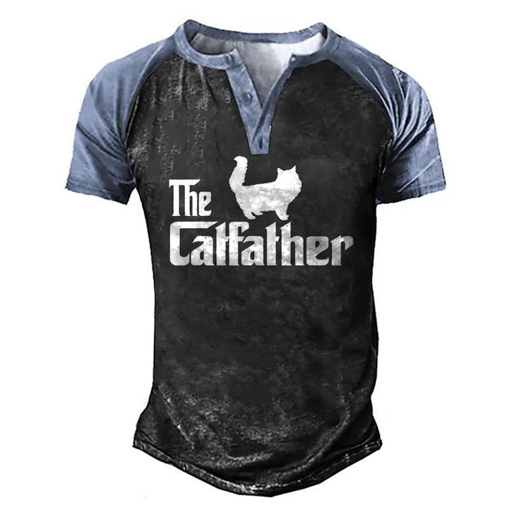 The Catfather Persian Cat Lover Father Cat Dad Men's Henley Raglan T-Shirt