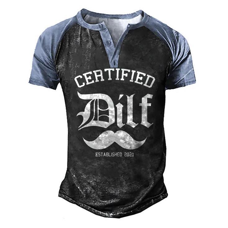 Mens Certified Dilf Pregnancy Announcement For Fathers Men's Henley Raglan T-Shirt