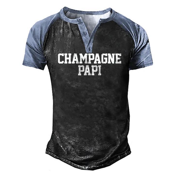 Champagne Papi Dad Fathers Day Love Family Support Tee Men's Henley Raglan T-Shirt