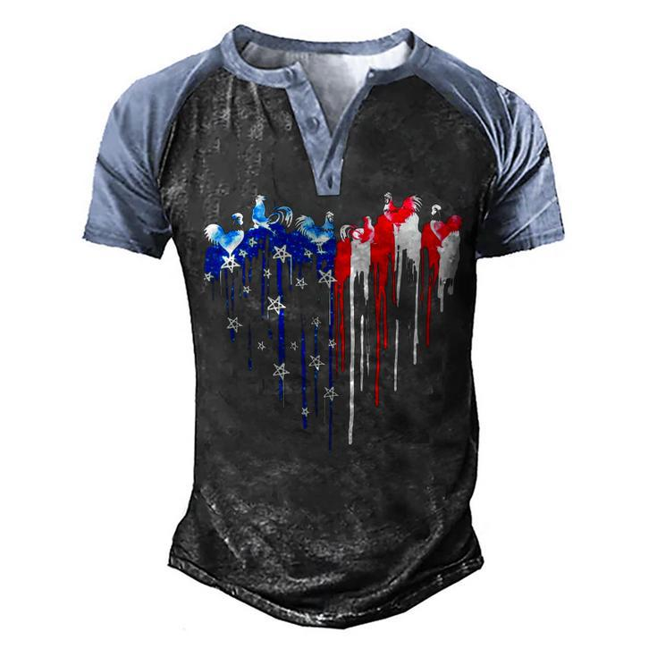 Chicken Chicken Chicken American Flag 4Th Of July Men Women Merica Usa Men's Henley Shirt Raglan Sleeve 3D Print T-shirt