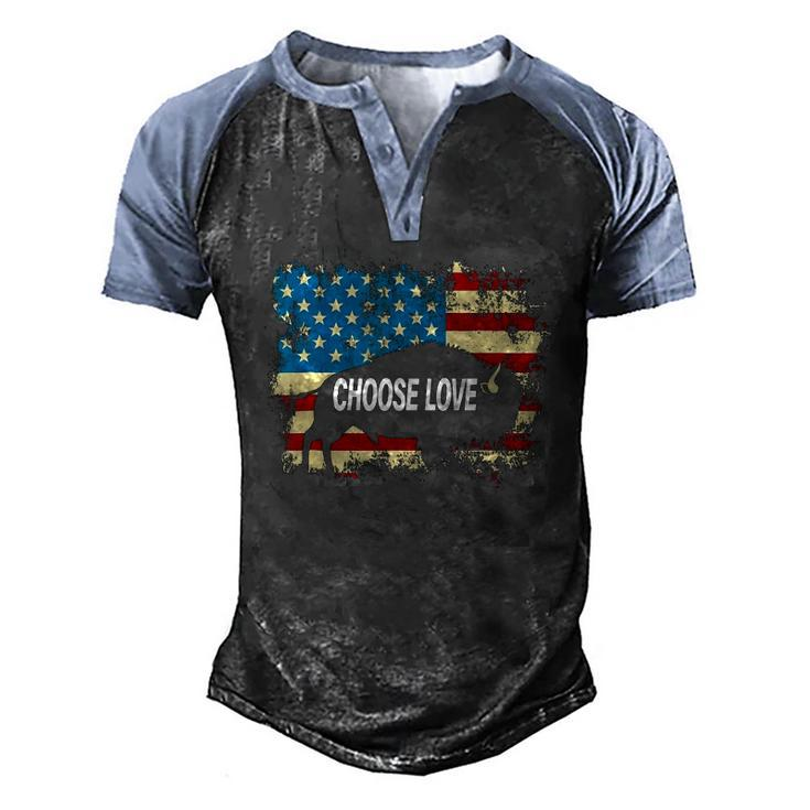 Choose Love Bills Vintage American Flag Men's Henley Raglan T-Shirt