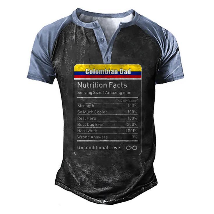 Colombian Dad Nutrition Facts Fathers Men's Henley Raglan T-Shirt