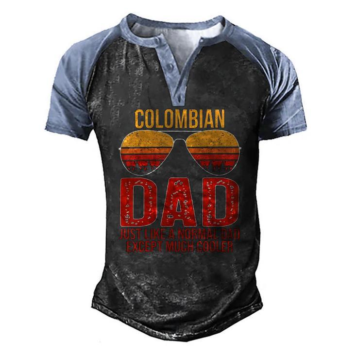 Colombian Dad Retro Sunglasses Colombia Fathers Day Men's Henley Raglan T-Shirt