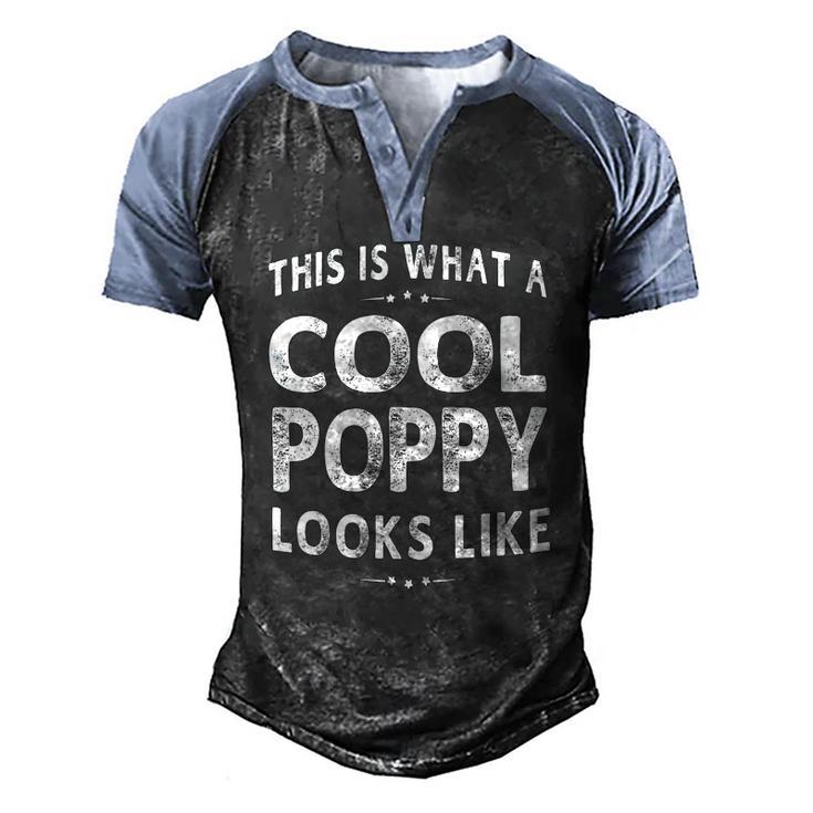 This Is What A Cool Poppy Looks Like Grandpa Men's Henley Raglan T-Shirt