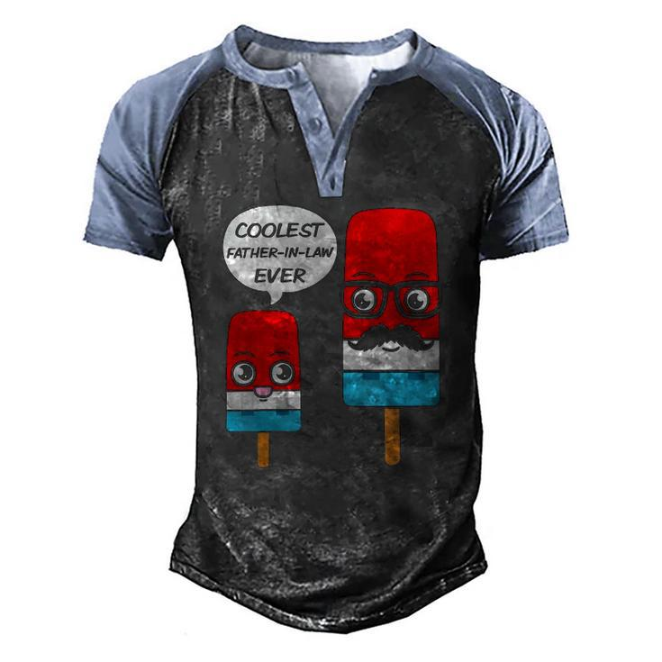 Coolest Father-In-Law Ever Fathers Day Popsicle Ice Cream Men's Henley Raglan T-Shirt