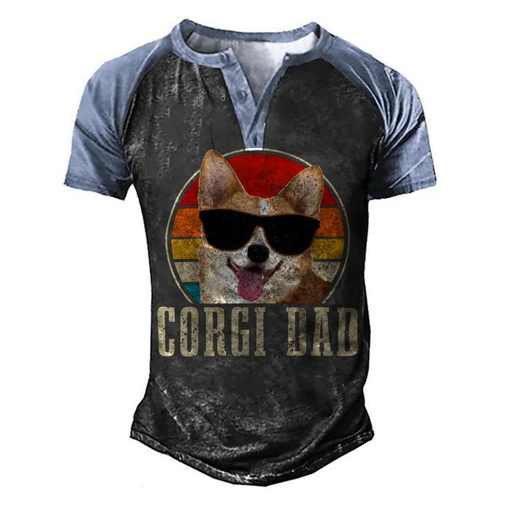 Corgi Dad Vintage Sunglasses Funny Corgi Dog Owner Men's Henley Shirt Raglan Sleeve 3D Print T-shirt