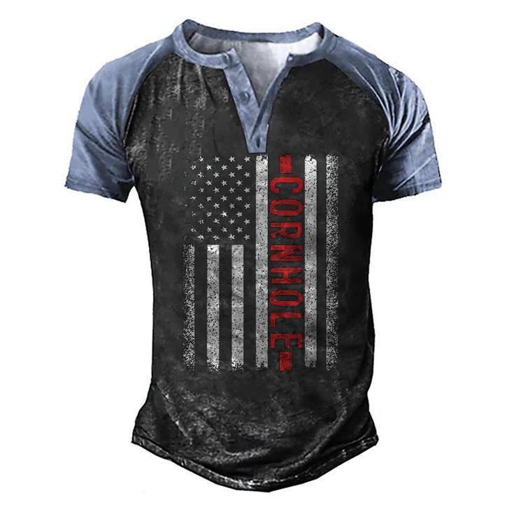 Cornhole American Flag 4Th Of July Bags Player Novelty Men's Henley Raglan T-Shirt