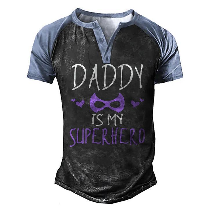 Cute Graphic Daddy Is My Superhero With A Mask Men's Henley Raglan T-Shirt